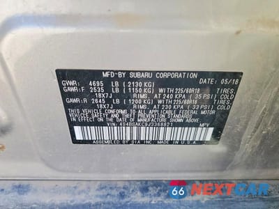 Zdjęcie 12 z 12 samochodu: 2018 SUBARU OUTBACK 2.5I LIMITED VIN:4S4BSAKC9J3368821 - miniatura