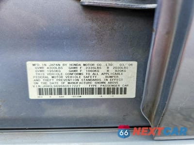 Zdjęcie 12 z 12 samochodu: 2006 ACURA TSX VIN:JH4CL96966C017227 - miniatura