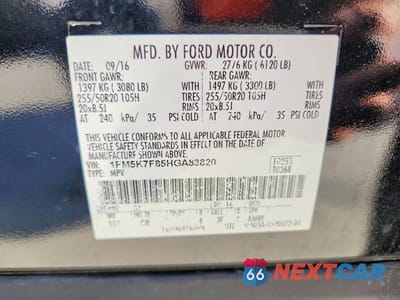 Zdjęcie 14 z 14 samochodu: 2017 FORD EXPLORER LIMITED VIN:1FM5K7F85HGA83820 - miniatura