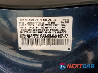 Zdjęcie 13 z 13 samochodu: 2009 HONDA ODYSSEY EX VIN:5FNRL38439B026548 - miniatura