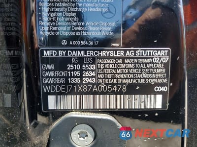 Zdjęcie 12 z 12 samochodu: 2007 MERCEDES-BENZ CL 550 VIN:WDDEJ71X87A005478 - miniatura