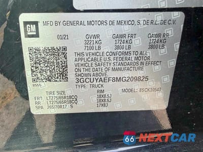 Zdjęcie 10 z 10 samochodu: 2021 CHEVROLET SILVERADO K1500 VIN:3GCUYAEF8MG209825 - miniatura