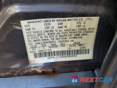 Zdjęcie 12 z 12 samochodu: 2006 NISSAN ALTIMA 2.5 VIN:1N4AL11D06N384950 - miniatura