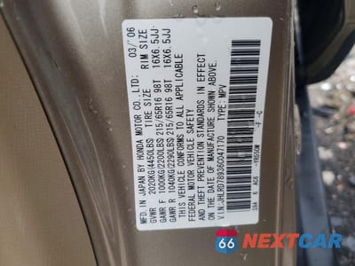 Zdjęcie 13 z 13 samochodu: 2006 HONDA CR-V SE VIN:JHLRD78936C047170 - miniatura