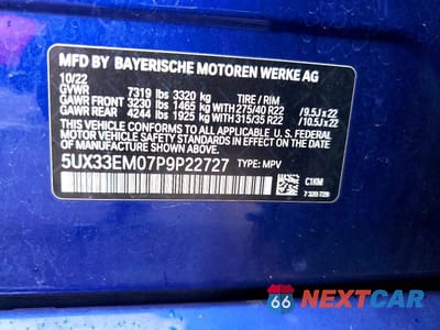 Zdjęcie 13 z 13 samochodu: 2023 BMW X7 M60I VIN:5UX33EM07P9P22727 - miniatura
