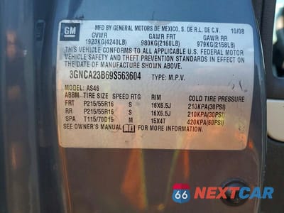 Zdjęcie 12 z 12 samochodu: 2009 CHEVROLET HHR LT VIN:3GNCA23B69S563604 - miniatura