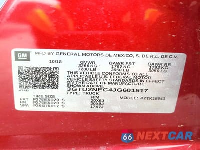Zdjęcie 12 z 12 samochodu: 2018 GMC SIERRA K1500 SLT VIN:3GTU2NEC4JG601517 - miniatura