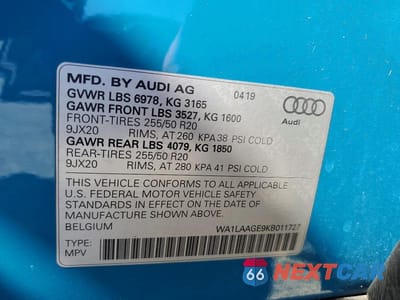 Zdjęcie 13 z 13 samochodu: 2019 AUDI E-TRON PREMIUM PLUS VIN:WA1LAAGE9KB011727 - miniatura