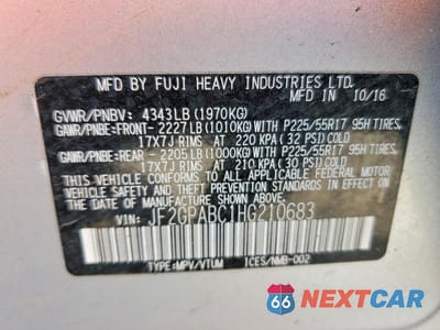 Zdjęcie 13 z 13 samochodu: 2017 SUBARU CROSSTREK PREMIUM VIN:JF2GPABC1HG210683 - miniatura