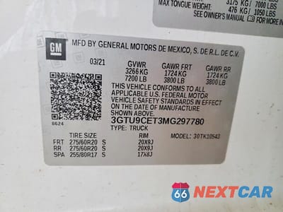 Zdjęcie 12 z 12 samochodu: 2021 GMC SIERRA K1500 ELEVATION VIN:3GTU9CET3MG297780 - miniatura