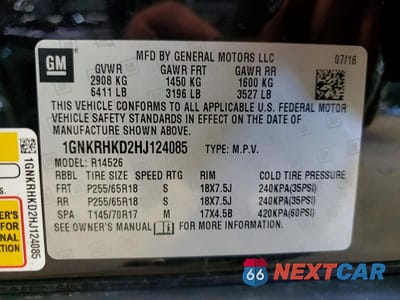 Zdjęcie 13 z 13 samochodu: 2017 CHEVROLET TRAVERSE LT VIN:1GNKRHKD2HJ124085 - miniatura