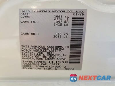 Zdjęcie 13 z 13 samochodu: 2026 NISSAN ALTIMA SV VIN:1N4BL4DV0TN313558 - miniatura