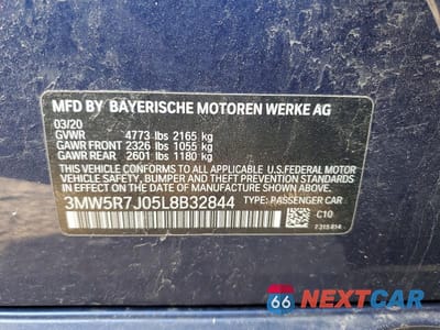 Zdjęcie 12 z 12 samochodu: 2020 BMW 330XI VIN:3MW5R7J05L8B32844 - miniatura