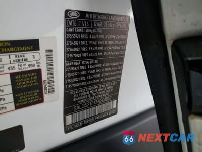 Zdjęcie 14 z 14 samochodu: 2015 LAND ROVER RANGE ROVER SUPERCHARGED VIN:SALGS2TFXFA204059 - miniatura