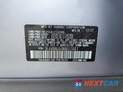 Zdjęcie 13 z 13 samochodu: 2022 SUBARU WRX LIMITED VIN:JF1VBAL67N9032443 - miniatura