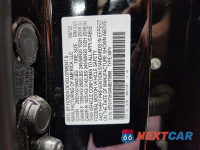 Zdjęcie 13 z 13 samochodu: 2022 HONDA PILOT SPORT VIN:5FNYF6H34NB078888 - miniatura