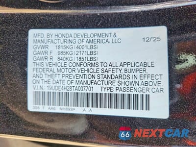 Zdjęcie 12 z 12 samochodu: 2026 ACURA INTEGRA VIN:19UDE4H28TA007701 - miniatura
