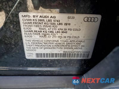 Zdjęcie 13 z 13 samochodu: 2023 AUDI SQ5 SPORTBACK PREMIUM PLUS VIN:WA124AFY0P2100883 - miniatura