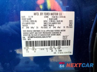 Zdjęcie 13 z 13 samochodu: 2020 FORD EDGE SE VIN:2FMPK4G9XLBA33767 - miniatura