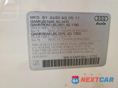 Zdjęcie 13 z 13 samochodu: 2011 AUDI Q5 PREMIUM PLUS VIN:WA1LFAFP3BA113728 - miniatura