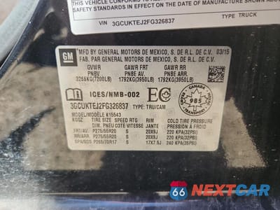 Zdjęcie 12 z 12 samochodu: 2015 CHEVROLET SILVERADO K1500 HIGH COUNTRY VIN:3GCUKTEJ2FG326837 - miniatura