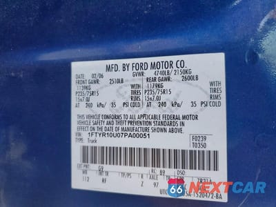 Zdjęcie 12 z 12 samochodu: 2007 FORD RANGER VIN:1FTYR10U07PA00051 - miniatura