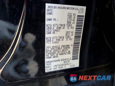Zdjęcie 12 z 12 samochodu: 2023 NISSAN TITAN PRO-4X VIN:1N6AA1EDXPN104511 - miniatura