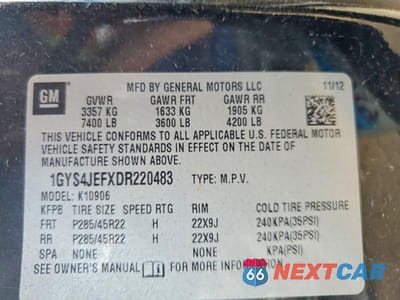 Zdjęcie 13 z 13 samochodu: 2013 CADILLAC ESCALADE ESV PREMIUM VIN:1GYS4JEFXDR220483 - miniatura
