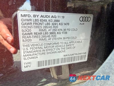 Zdjęcie 10 z 10 samochodu: 2020 AUDI Q7 PREMIUM PLUS VIN:WA1LXAF70LD001045 - miniatura