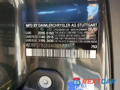Zdjęcie 12 z 12 samochodu: 2002 MERCEDES-BENZ CL 600 VIN:WDBPJ78J32A021731 - miniatura