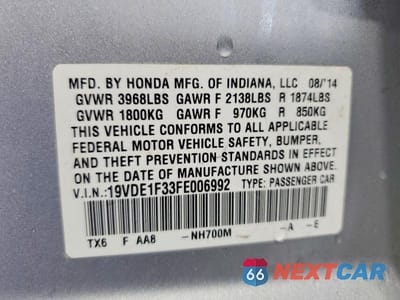 Zdjęcie 12 z 12 samochodu: 2015 ACURA ILX 20 VIN:19VDE1F33FE006992 - miniatura