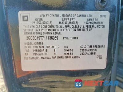 Zdjęcie 12 z 12 samochodu: 2001 CHEVROLET SILVERADO C1500 VIN:2GCEC19T711136969 - miniatura