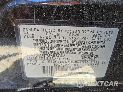 Zdjęcie 12 z 12 samochodu: 2018 NISSAN SENTRA SV VIN:3N1AB7APXJL630635 - miniatura