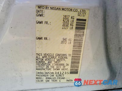 Zdjęcie 12 z 12 samochodu: 2017 NISSAN ALTIMA 2.5 S VIN:1N4AL3AP2HN341235 - miniatura