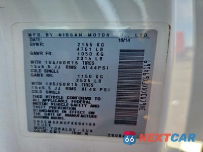 Zdjęcie 13 z 13 samochodu: 2015 NISSAN NV200 SV VIN:3N6CM0KNXFK694169 - miniatura