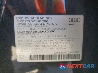 Zdjęcie 13 z 13 samochodu: 2016 AUDI Q5 PREMIUM PLUS VIN:WA1L2AFPXGA070802 - miniatura