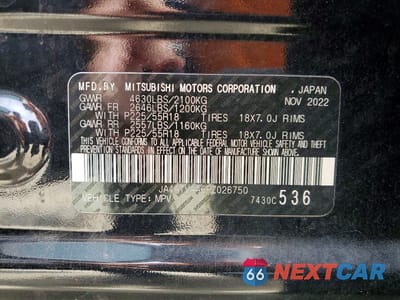 Zdjęcie 13 z 13 samochodu: 2023 MITSUBISHI ECLIPSE CROSS LE VIN:JA4ATVAA6PZ026750 - miniatura