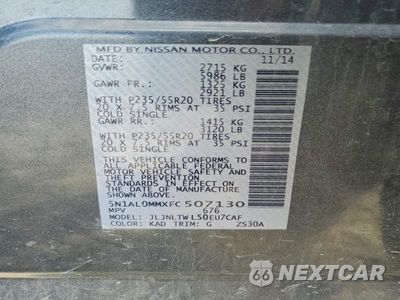 Zdjęcie 13 z 13 samochodu: 2015 INFINITI QX60 BASE VIN:5N1AL0MMXFC507130 - miniatura