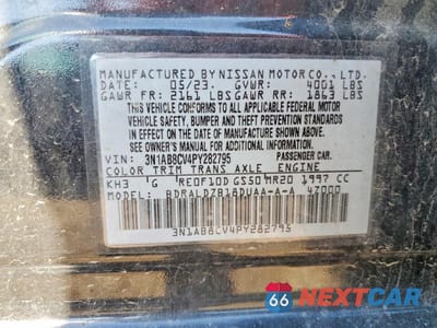 Zdjęcie 12 z 12 samochodu: 2023 NISSAN SENTRA SV VIN:3N1AB8CV4PY282795 - miniatura