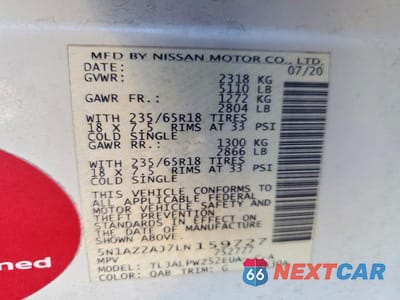 Zdjęcie 14 z 14 samochodu: 2020 NISSAN MURANO S VIN:5N1AZ2AJ7LN159727 - miniatura