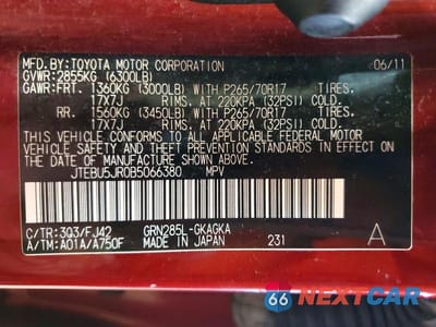 Zdjęcie 13 z 13 samochodu: 2011 TOYOTA 4RUNNER VIN:JTEBU5JR0B5066380 - miniatura