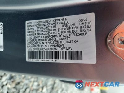 Zdjęcie 13 z 13 samochodu: 2025 HONDA ODYSSEY EXL VIN:5FNRL6H65SB080586 - miniatura