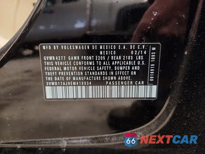 Zdjęcie 12 z 12 samochodu: 2014 VOLKSWAGEN JETTA SE VIN:3VWD17AJ9EM419934 - miniatura