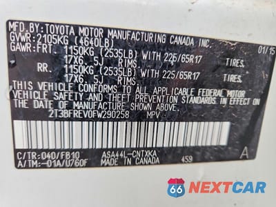 Zdjęcie 12 z 12 samochodu: 2015 TOYOTA RAV4 LE VIN:2T3BFREV0FW290258 - miniatura