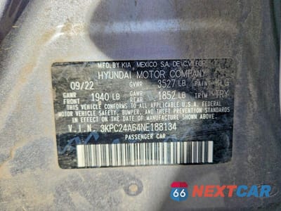 Zdjęcie 12 z 12 samochodu: 2022 HYUNDAI ACCENT SEL VIN:3KPC24A64NE188134 - miniatura