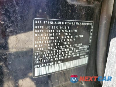 Zdjęcie 13 z 13 samochodu: 2018 VOLKSWAGEN TIGUAN SE VIN:3VV2B7AX2JM191508 - miniatura
