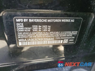 Zdjęcie 12 z 12 samochodu: 2019 BMW 530E VIN:WBAJA9C52KB399446 - miniatura