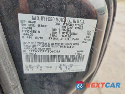 Zdjęcie 12 z 12 samochodu: 2001 FORD F350 SUPER DUTY VIN:1FTWX32F71ED60315 - miniatura