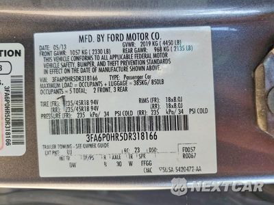 Zdjęcie 12 z 12 samochodu: 2013 FORD FUSION SE VIN:3FA6P0HR5DR318166 - miniatura