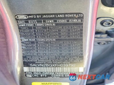 Zdjęcie 13 z 13 samochodu: 2015 LAND ROVER RANGE ROVER EVOQUE PURE VIN:SALVN2BGXFH039792 - miniatura